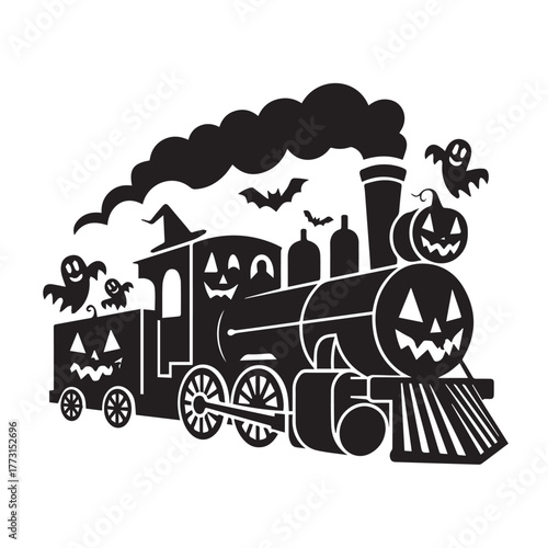 A halloween train with pumpkins and ghosts, isolated on white background the spooky train is a fun and festive way to celebrate the holiday with jackolanterns