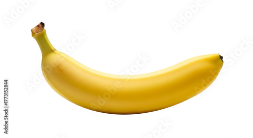 A single ripe yellow banana isolated on transparent background