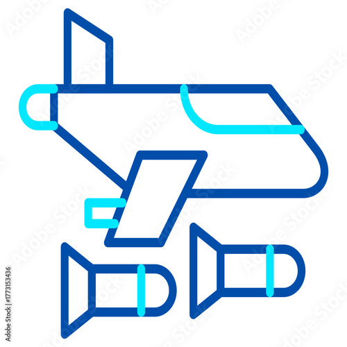 An attack aircraft with autonomous targeting missiles or rockets traveling toward an enemy or target in the air force's