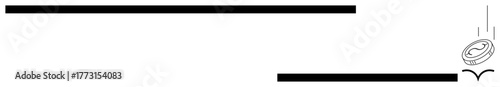 Tightrope with a coin falling off the edge, conveying themes of risk, precision, stability, opportunity, challenge, decision-making, and financial balance. Perfect for a simple flat metaphor