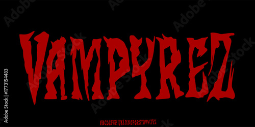 Dark Lettering tattoo vector type font. Concept of Grunge type font with Gothic Punk Rock elements. Scary tattoo font concept. Rock style lettering for y2k print design