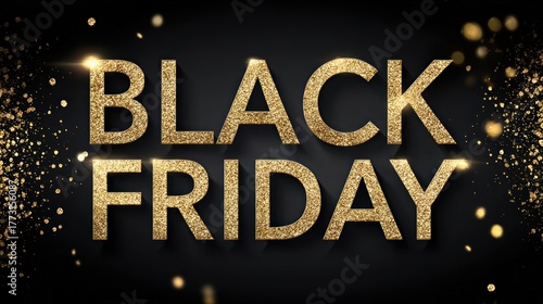 Horizontal banner with gold Black Friday sale text on dark background, space for promotional message