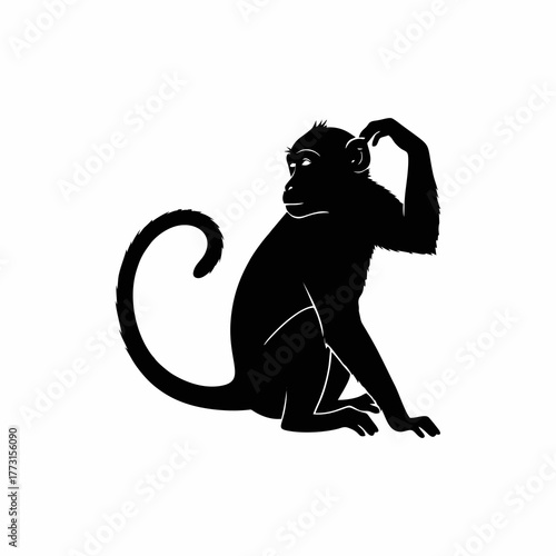 silhouette of a monkey vector isolated on a white background