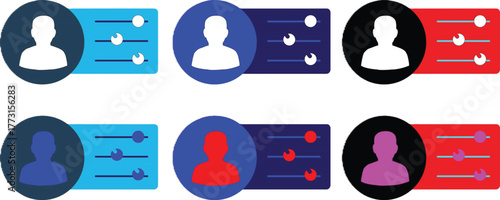 Vector illustration of a set of glossy web buttons with user profile, contact, and social network icons