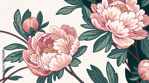 Hand-Painted Pink Peony Illustration Elements for Invitations