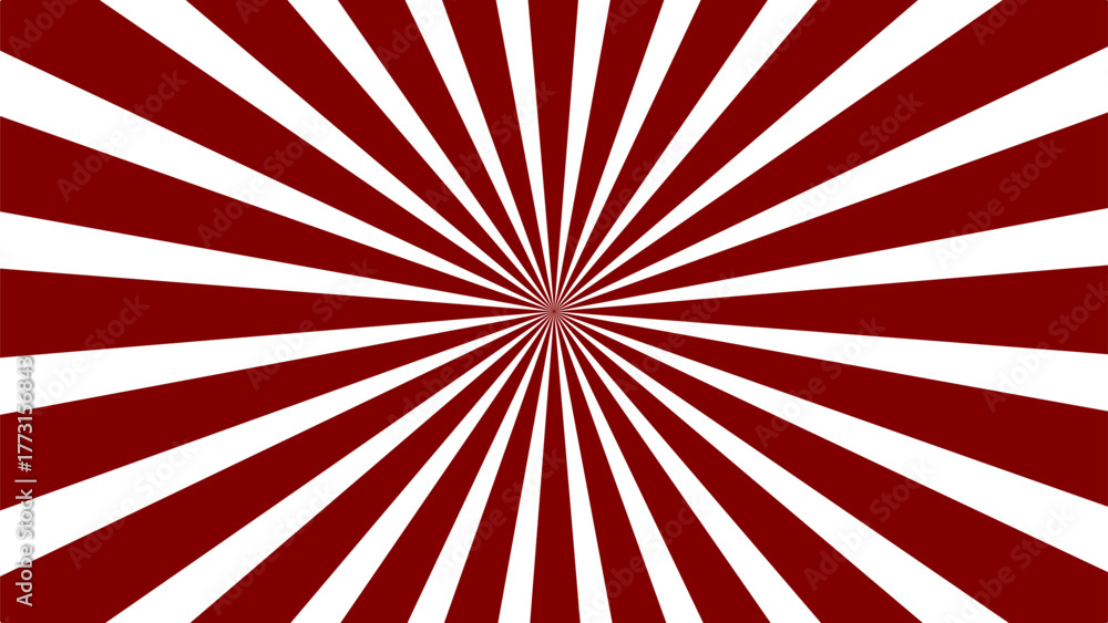 Fototapeta premium A vibrant red and white sunburst pattern with sharp rays radiating outwards from a central point.