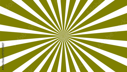 An olive green and white sunburst pattern with thick rays radiating from a central point.