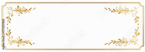 Moldura dourada com ornamentos florais e arabescos em branco, estilo elegante e clássico.