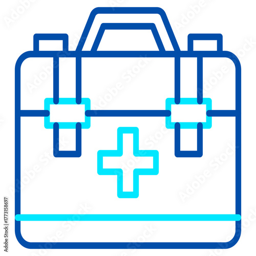 The icon of a field first aid kit symbolizes humanitarian aid, lifesaving measures, and support services in conflict zones