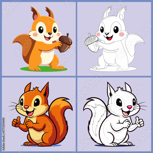 Coloring pictures of cartoon squirrel