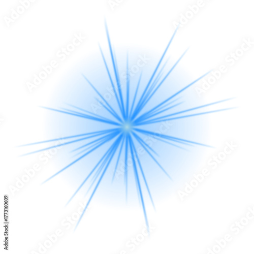 Dynamic Blue Light Burst with Radiant Starburst Effect on Dark Background, Abstract Digital Energy Glow