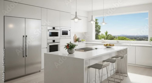 modern kitchen interior Seamless looping 4k time-lapse animation video background 