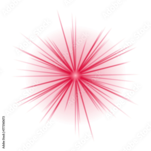 Dynamic red starburst light effect with glowing rays emanating from a central point against a deep transparent background.