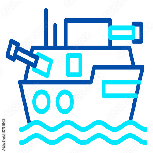 An icon of a modern ship in the water represents naval operations, border patrol, and the protection of strategic sea lanes
