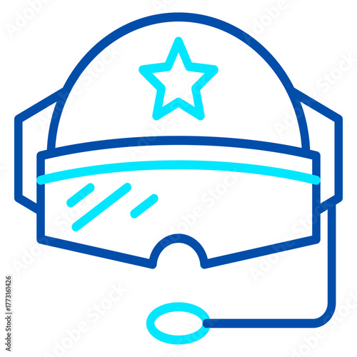 The icon of a combat helmet with a visor and boom microphone modern infantry, protection, and direct information exchange