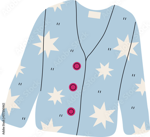 Star Patterned Cardigan with Buttons