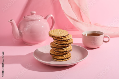 Plate with stack of tasty s...