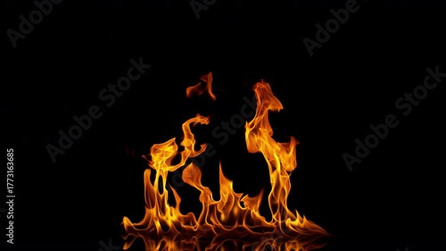 Super Slow Motion Shot of Fire Flame Isolated on Black Background at 1000fps.