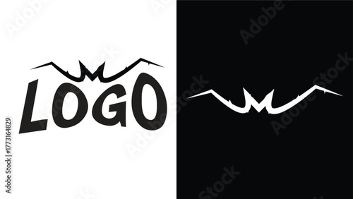 Gothic Bat Logo Design, Rock Metal Emblem, Minimalist Black Symbol, Grunge Fashion Branding, Dark Vector Illustration, Modern Abstract Vampire Icon, music logo, Punk 