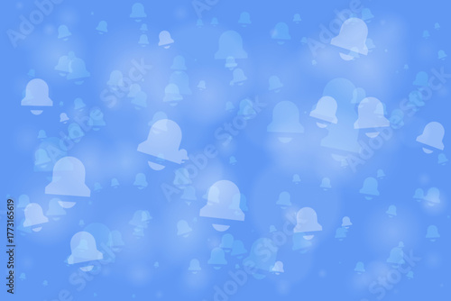 Abstract background with numerous translucent bell icons floating on a soft blue gradient, representing digital notifications and alerts.