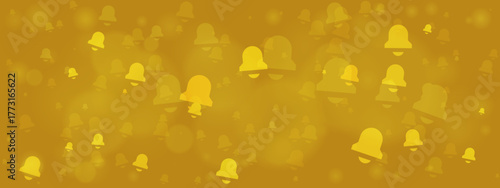 Abstract pattern of numerous golden yellow bell icons scattered across a warm gradient background, symbolizing notifications, alerts, and announcements.