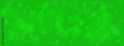 Abstract green background with subtle bell notification icons creating a seamless digital pattern for technology and communication concepts
