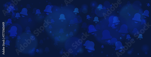 Abstract digital background with numerous blue notification bell icons and soft bokeh effects, symbolizing alerts and communication.