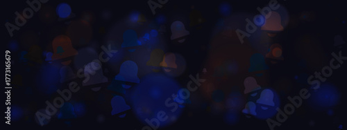 Abstract background with blurred colorful bell shapes and glowing bokeh lights creating a festive or notification-themed design.