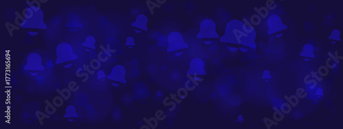 Abstract blue background with floating bell icons representing digital notifications and alerts