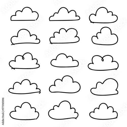 Cute doodle hand drawn cloud set for kids illustrations