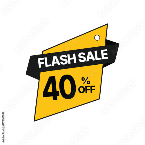 Flash sale 40 percent off discount banner with confetti