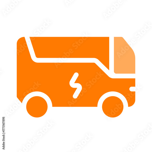 electric bus orange icon
