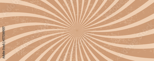 Caramel candy background. Pop art background. Twisted background. Ray brown pattern. Sunburst.