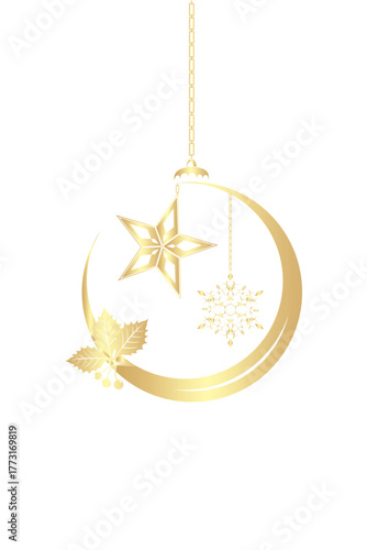 Christmas ball illustration hanging on Christmas background