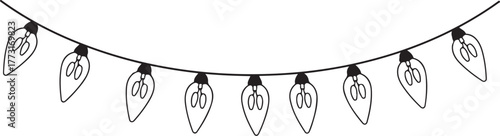 Christmas Lights Garland Outline Vector Illustration