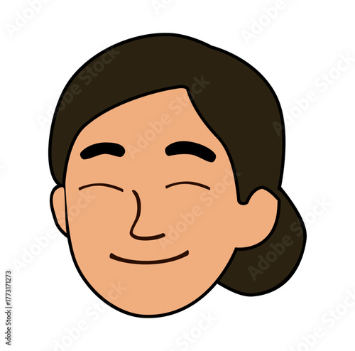 Cartoon Brown Skin Female Head Simple Logo Design Icon Digital