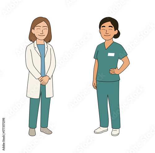 Cartoon Female Doctor Partner Simple Logo Design Icon Digital