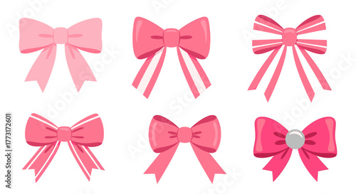Charming collection of pink bows for gift wrapping and decoration, perfect for adding a touch of elegance to any project with a playful design