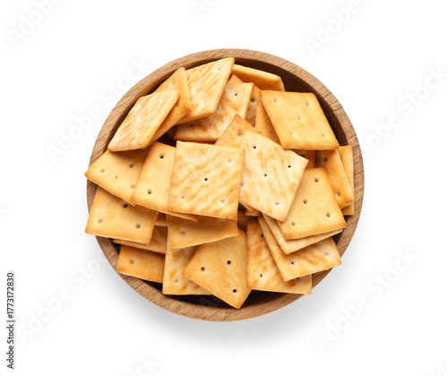 Wooden bowl with tasty crac...