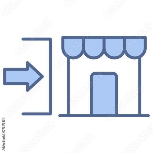 Market Entry Blue Icon