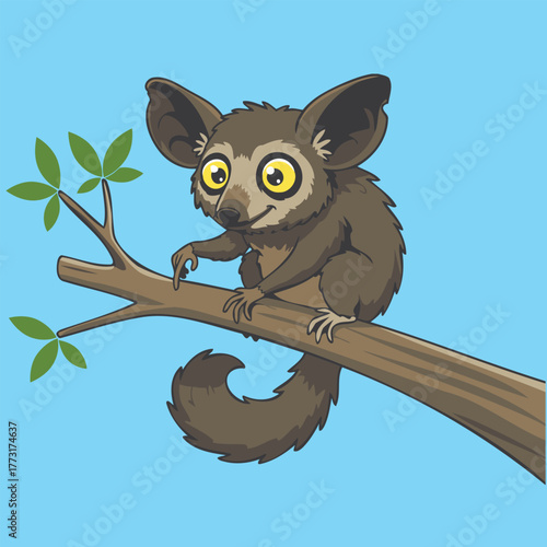 Aye-aye — Endemic Wildlife of Madagascar | Flat Vector Illustration