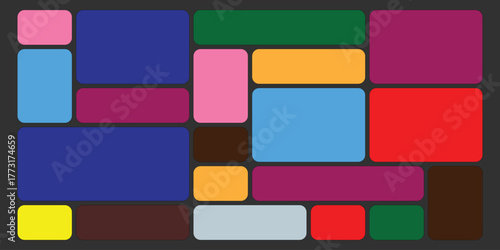 Colorful Rectangular Rounded Tiles Pattern Background Texture and Modern Art