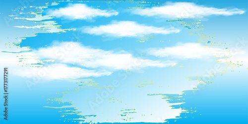 blue sky and white clouds.Freshness of the new day. Bright blue background. Relaxing feeling like being in the sky.