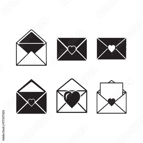 Two envelopes with hearts silhouette.