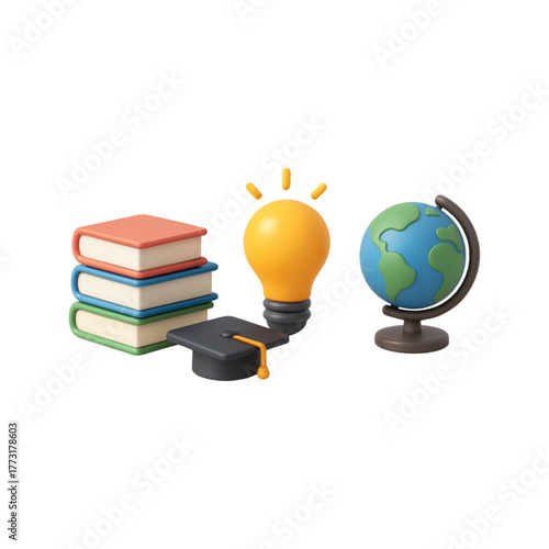 Education symbols isolated on transparent background