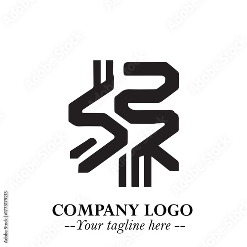 Circuit Robot Logo Symbol in Black on the White Background with Futuristic Tech Design
