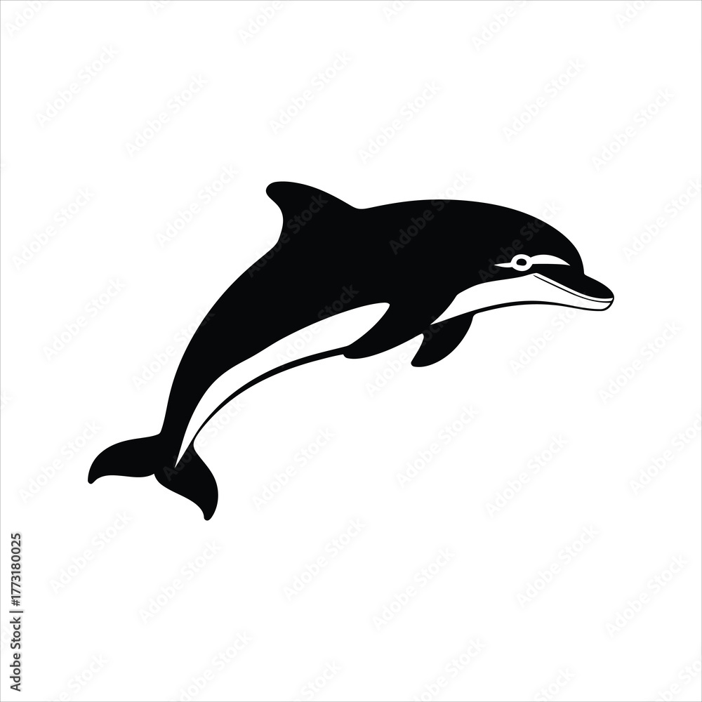 Fototapeta premium Dolphin Icon – Marine Animal Vector Silhouette