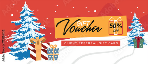 50% Off Gift Voucher Card Vector Design
