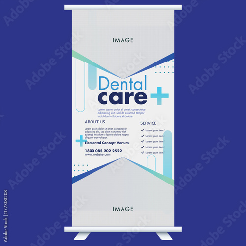 Dental Care White Color Roll Up Banner Vector design