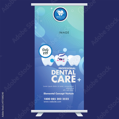 Dental Care Roll Up Banner Vector design